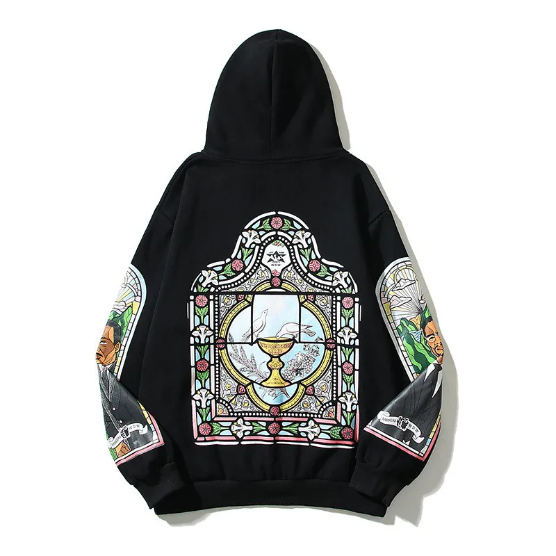 Hi Street Graffiti Hoodies Fashion Designer Kanye West Hooded Sweatshirt Streetwear Painted Oversized Hip Hop Pullover Tops