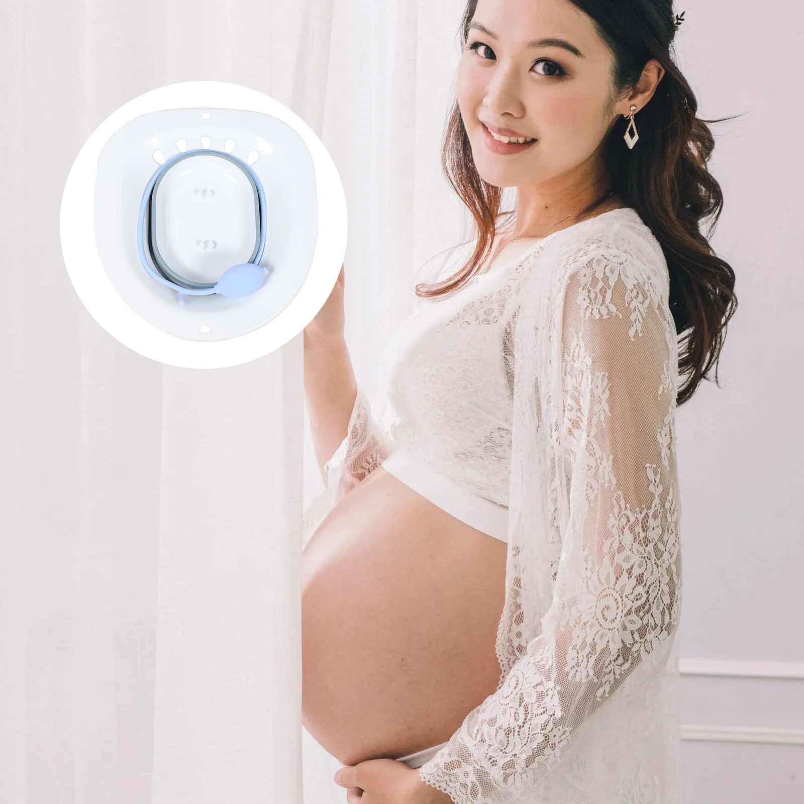 

Folding Wash Basin Women's Private Parts Washing Bidet With Flusher Pregnant Woman Nursing Portable Sitz Bath Abs Safe