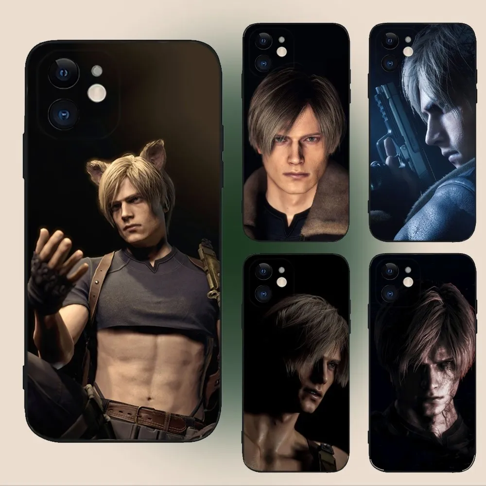 Leon R-Resident Kennedy Evil 4  Phone Case For iPhone 15,14,13,12,11,Plus,Pro Max,XS,X,XR,SE,Mini,8,7 Soft Silicone Black Cover