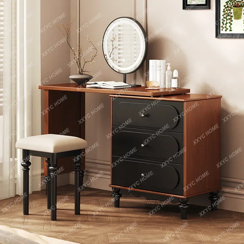A Solid wood chest integrated retractable household corner storage storage makeup table