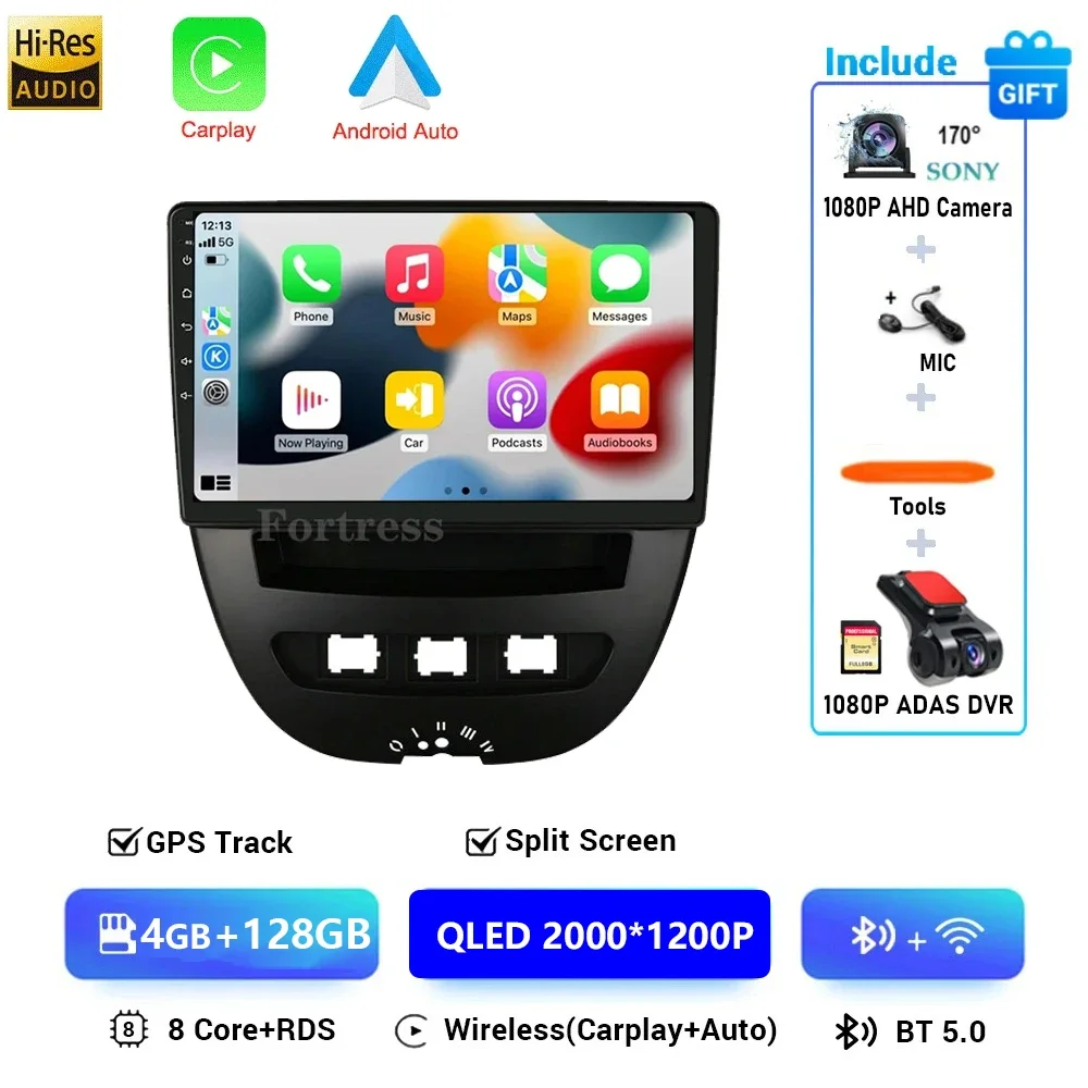 Android 16 2 Din Auto Multimedia Speler Voor Peugeot 107 Toyota Aygo Citroen C1 2005-2014 Head Unit Stereo GPS navigatie BT WIFI