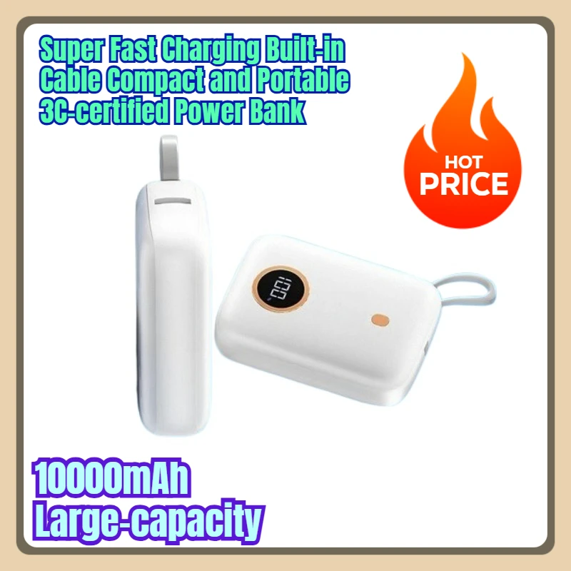 

10000mAh Large-capacity Super Fast Charging Built-in Cable Compact and Portable 3C-certified Power Bank