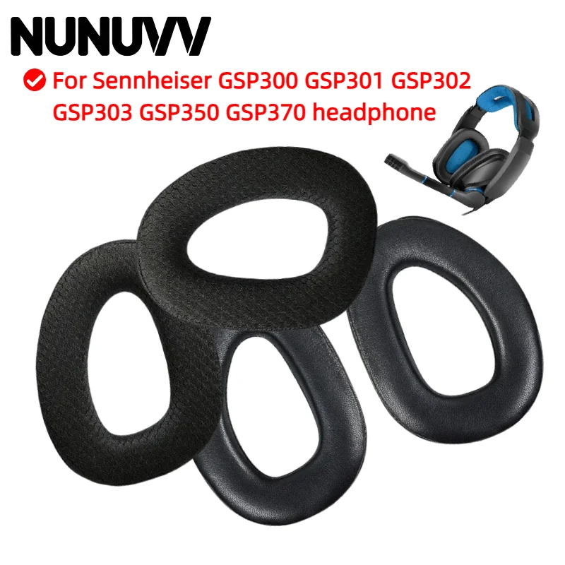 

NUNUVV Replacement ear pads for Sennheiser GSP300 GSP301 GSP302 GSP303 GSP350 GSP370 headphones, soft protein leather ear pads