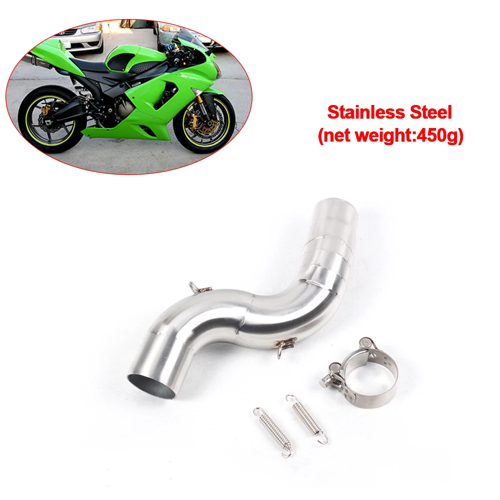 

Slip On For Kawasaki ZX6R ZX636 2004-2008 Motorcycle Exhaust Muffler Middle Link Pipe Tube Stainless Steel