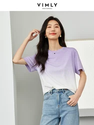 VIMLY Women's Gradient Color Fashion Tie-Dye T-Shirt Basic O-Neck T-Shirt Summer Loose Casual Outdoor Short Sleeve Blouse Top