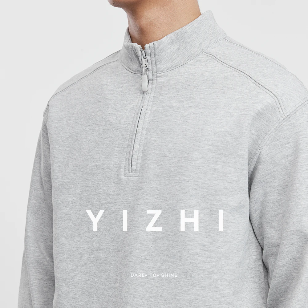 Loose Fit Long Sve Zipper T-irt Men's Spring Autumn New Sle Stand Collar Sweatirt plus Size Casual 80% Cotton Men Clothing