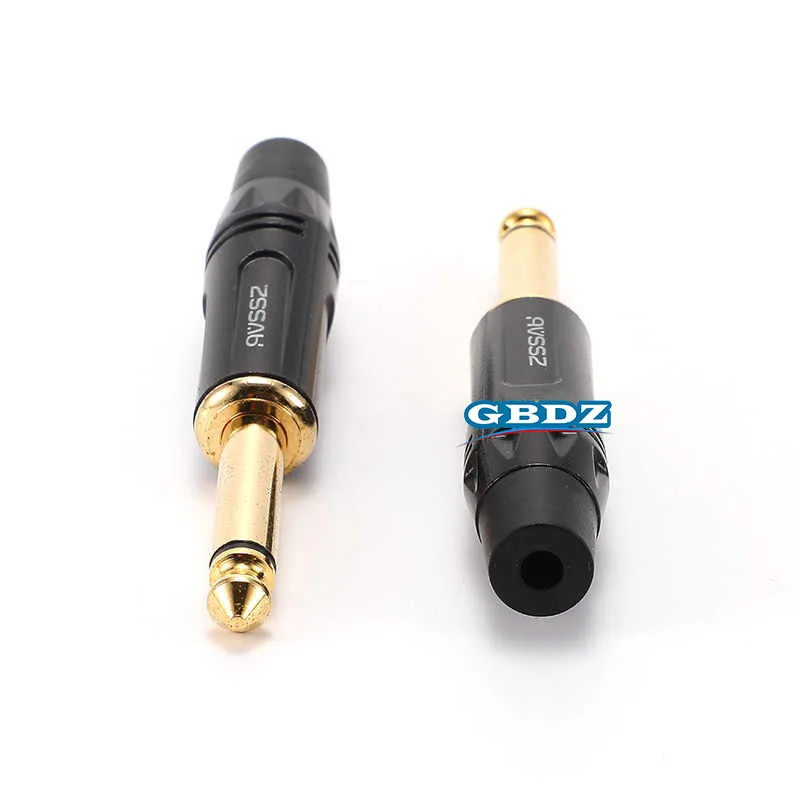 6.35 Mono Two-Core Audio Cable Microphone Welded Plug Three-Core Stereo Microphone Connector Trs Balance Straight/Curved Plugs