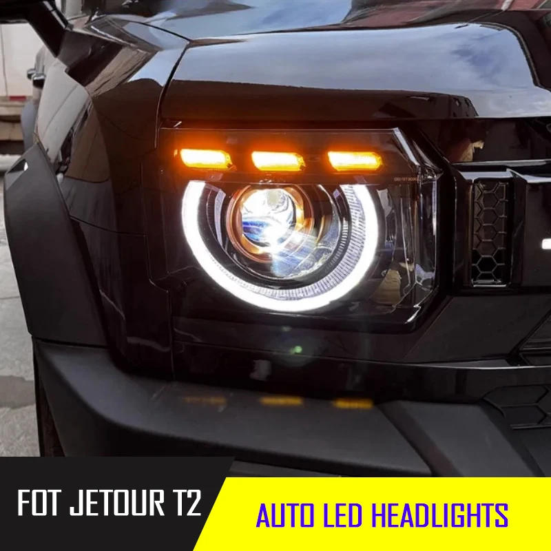 Fit for JETOUR Traveler T2 2023-2025 Car Aozoom Double Straight Down LED Lens Front Laser Headlights Car Headlights Modification