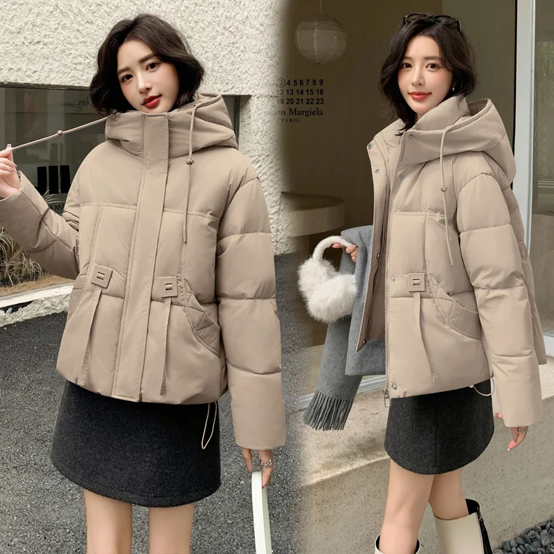 

New Down Cotton Jacket Women's Parkas 2025 Winter Fashion Hooded Cotton Padded Coat Women's Warm Short Jacket Female Outerwear