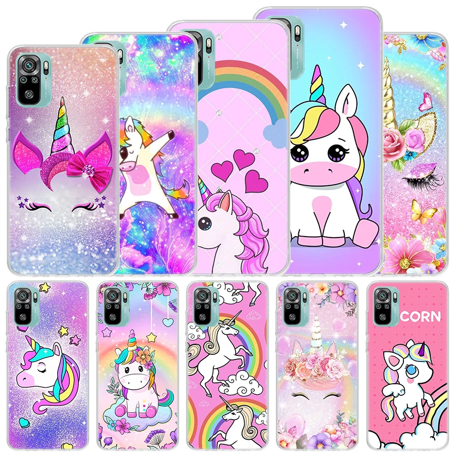 Pink Unicorn Rainbow Soft Case For Xiaomi Redmi 10 10A 10C 12 12C 9 9A 9C 9T Phone Cover 8 8A 7 7A 6 6A S2 K20 K40 Pro Funda