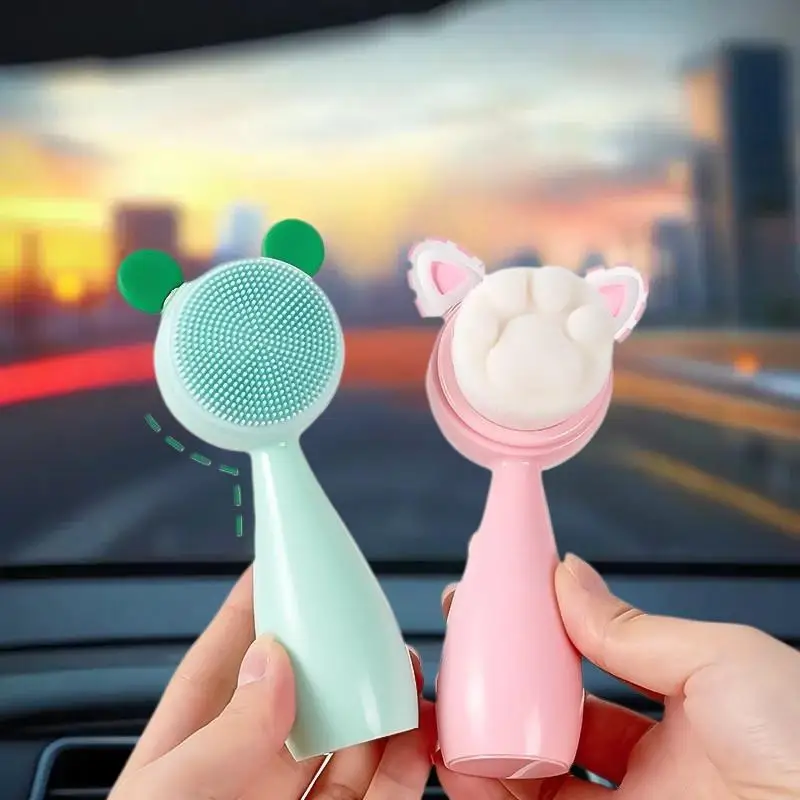 

{MAX-66} 3D Double Sided Face Wash Brush Silicone Facial Cleansing Brush Manual Massage Facial Brush Soft Bristles Exfoliator