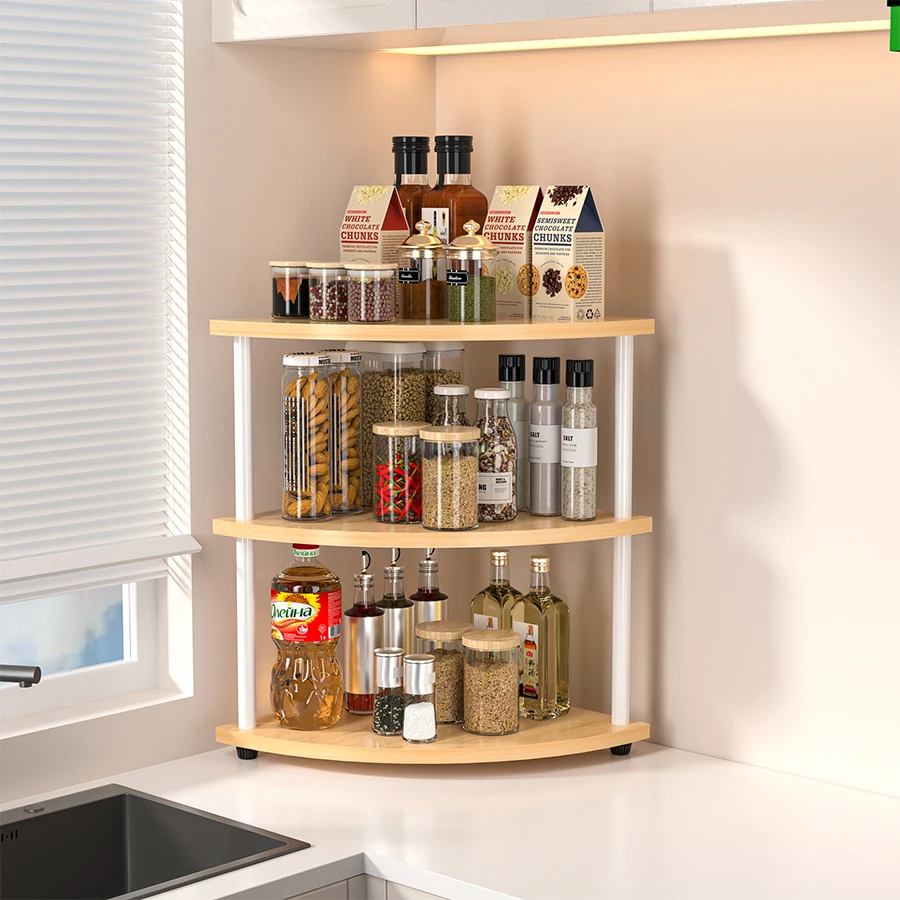 Practical Storage Rack Corner Shelf for Living Room/Kitchen/Bedroom, Bookshelf, Stand, Plant Rack, Flower Stand, 3/4/5/6-Tier