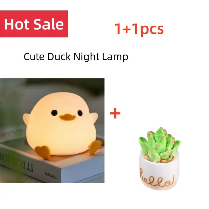 

LED Night Light Cute Duck Cartoon Animals Silicone Lamp For Children Kid Touch Sensor Timing USB Rechargeable For Birthday Gifts