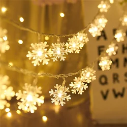 10M 80LEDs Flocos de Neve Natal Garland String Lights USB/Battery Powered Fairy Lights para Home Garden Party Decoração do casamento