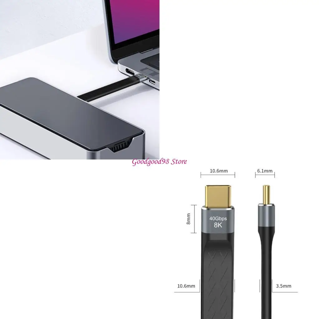 

5.9Inch USB4 C to C Cable Flat 40Gbps Fast Speed Data 240W Charging Cord