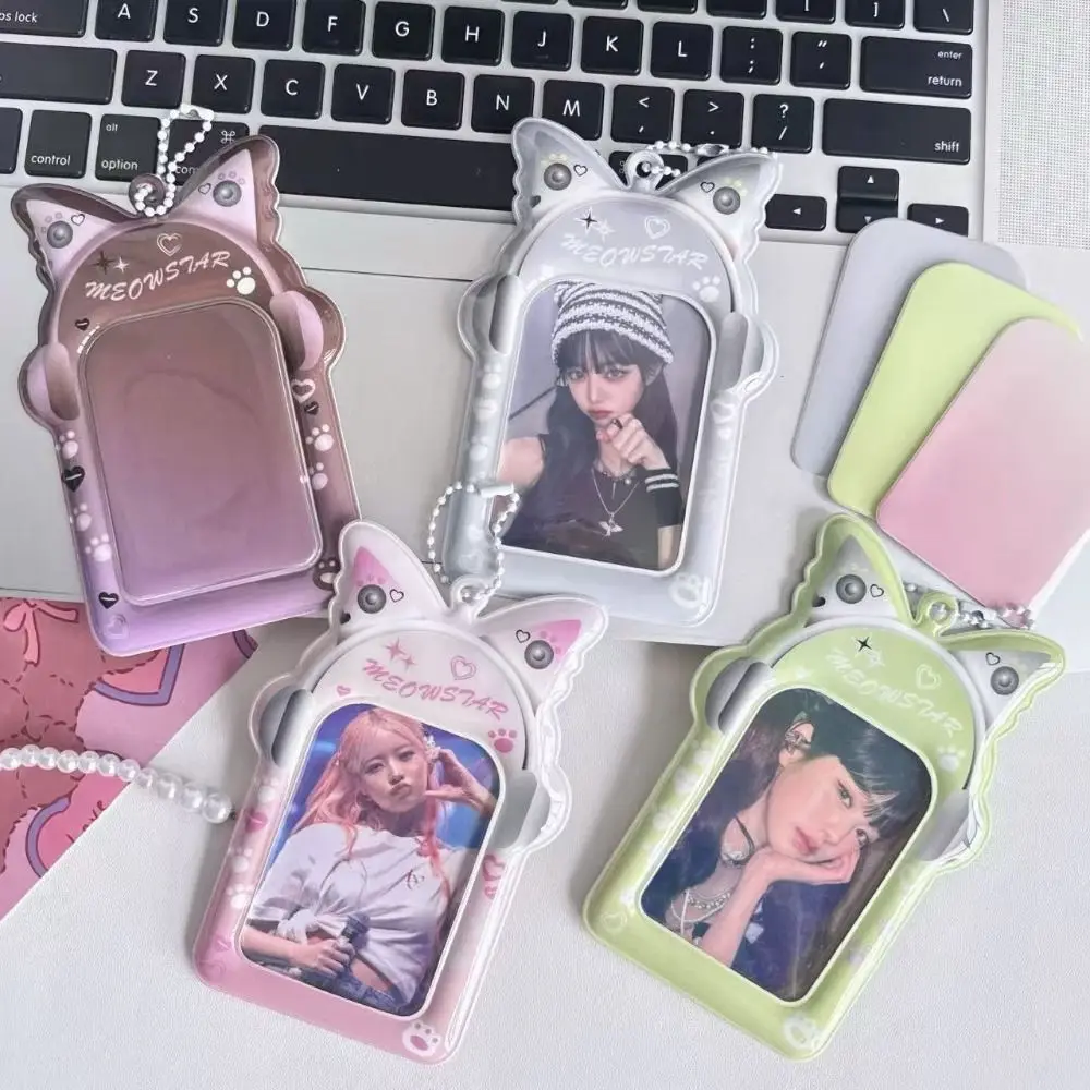 

New 3 Inch Kpop Photocard Holder PVC Picture Display Idol Photo Frame Storage Headphone Butterfly Cards Sleeve