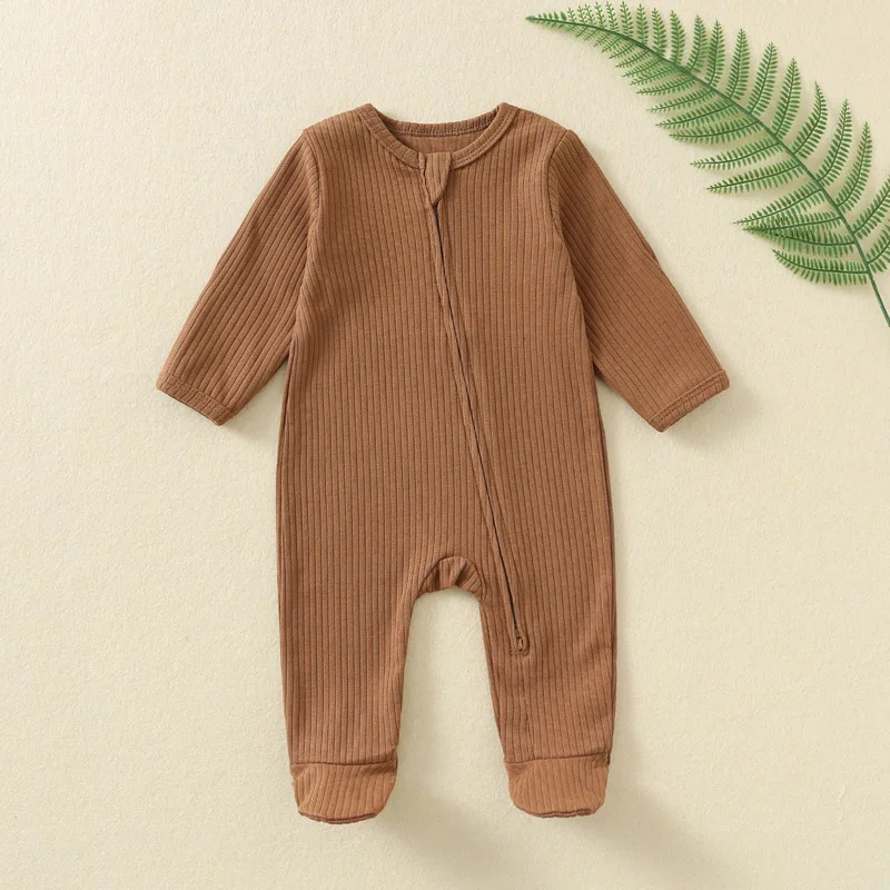 100% Cotton Newborn Baby Rompers One-pieces Sleepers Jumpsuits Zipper Waffle Grows Growings One-pieces Sleeper