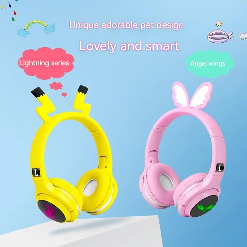 

Anime Pokemon Pikachu Figure Animation Music Game Headset Selling Wireless Cartoon Bluetooth Kawaii Headset Kid Birthday Gift