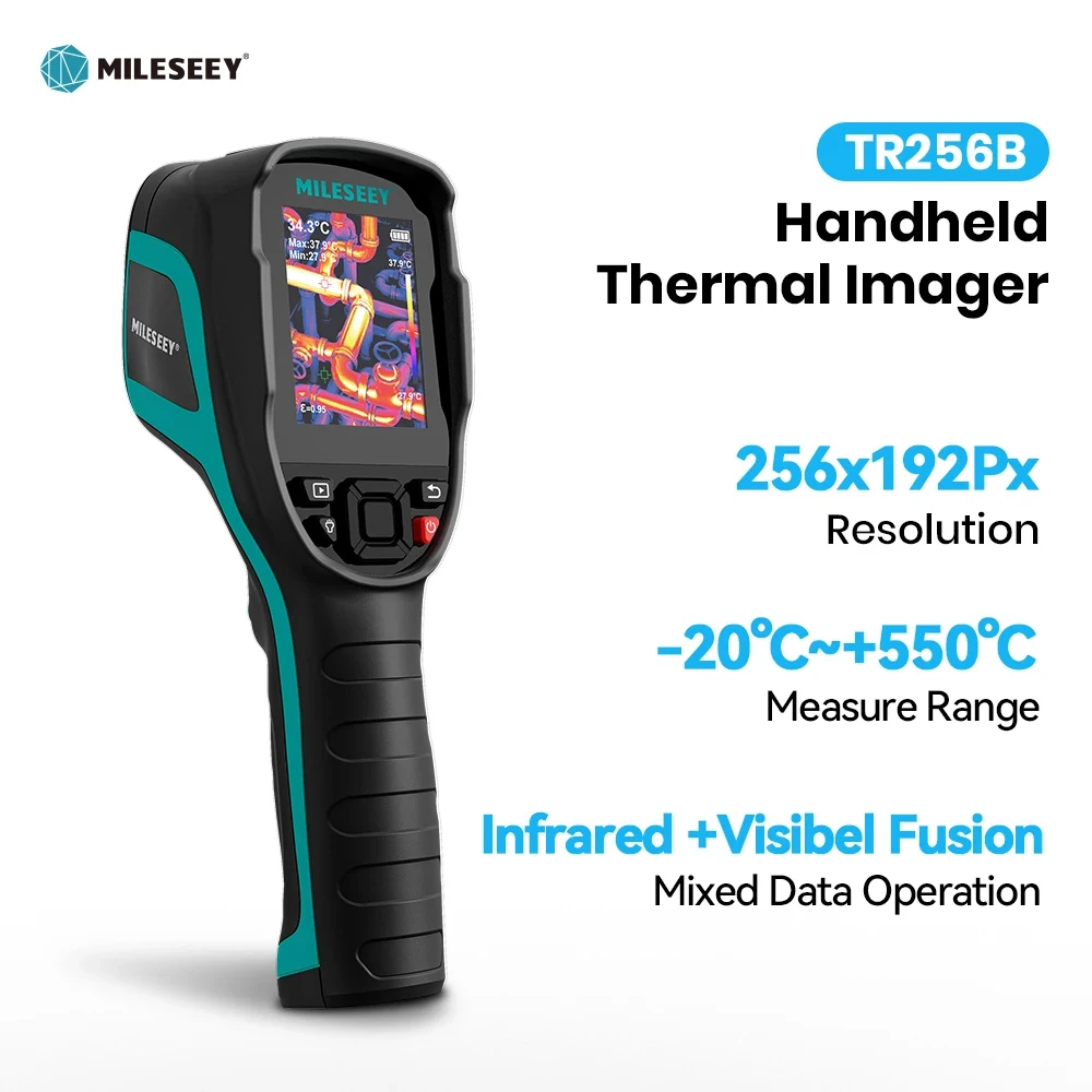 Mileseey Tr256b Tr256e ir Câmera de Imagem Térmica 256*192 Resolução Paletas com Luz Visual 2mp 25hz 13 Idiomas Netd 40mk
