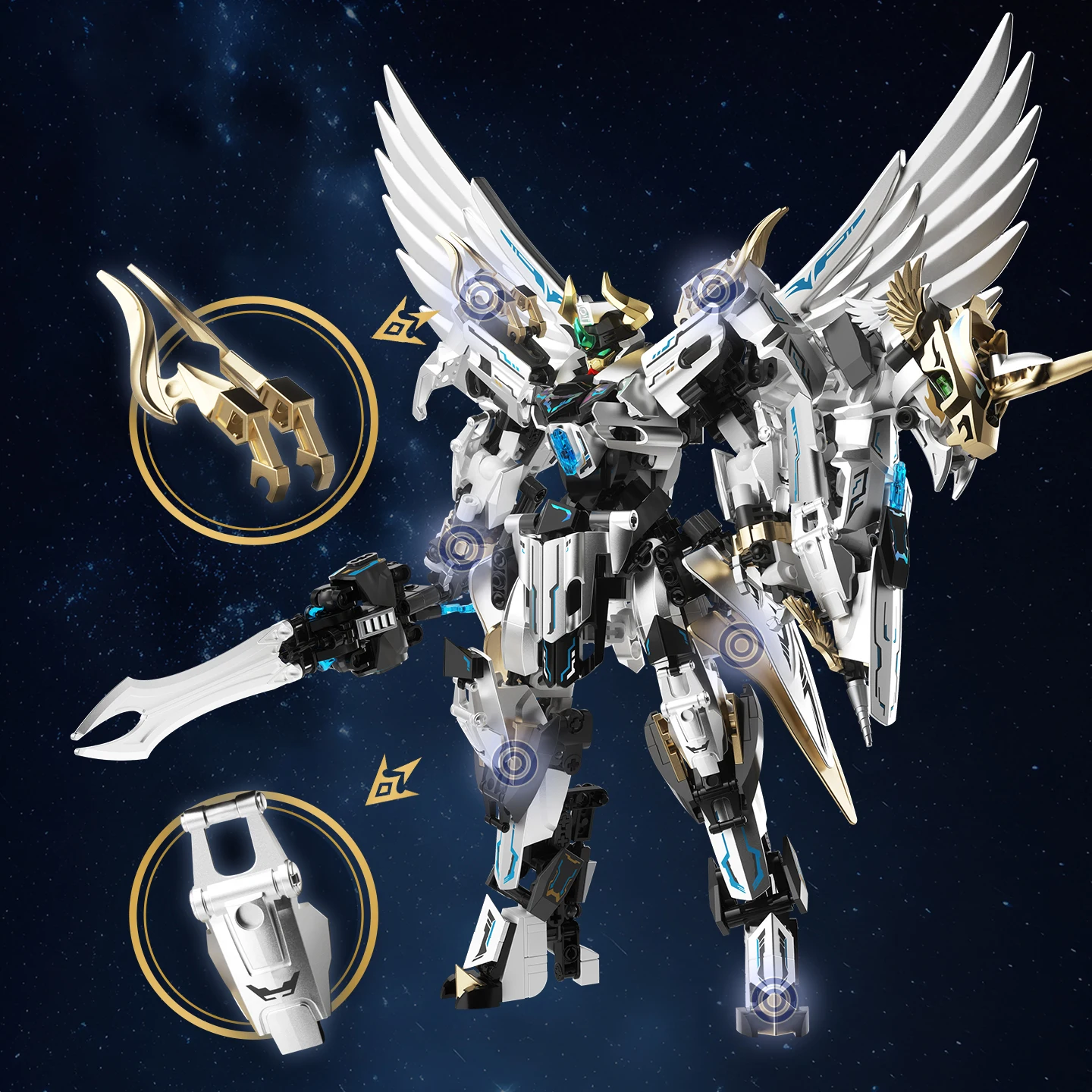 JAKI Seria Mecha Transformujący się Robot Pegaz Model do Składania Klocki Zabawka Edukacyjna Prezent Urodzinowy dla Chłopca