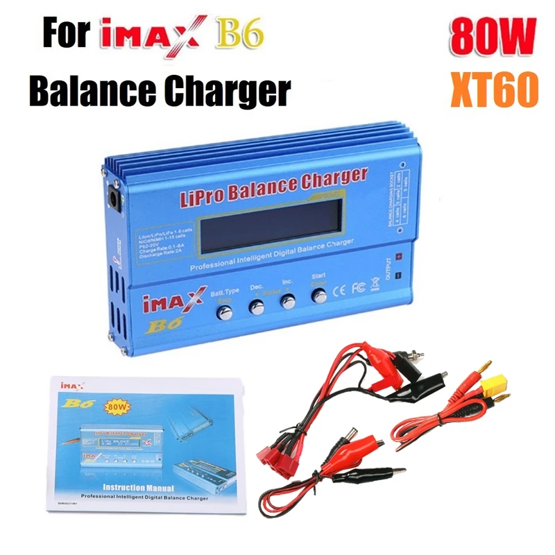 شاحن بطارية معدني لـ IMAX B6 ، بطارية ليبو 80 واط ، XT60 Lipo Nimh li-ion Ni-Cd Digital Lipro