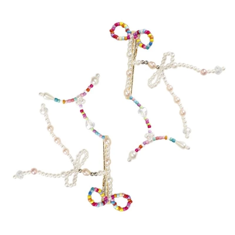 

Bowknot Hairpin Hair Clip Pearl Metal Hair Barrettes Hair Decorate Bangs 15UB