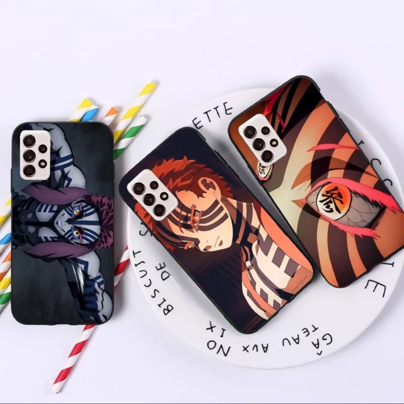 Demon Slayer Akaza Phone Case for Samsung A91 A81 A73 A72 A71 A30S A20 A12 A13 A52 A53 4G 5G Black Soft Cover Funda Shell