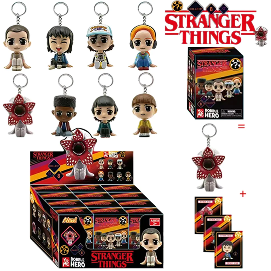 2025 Hot Pocket Keychain Eleven Barb Robin Steve Dustin Vinyl Figure Key Ring Model Toys Box