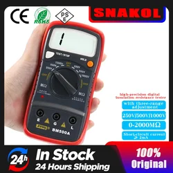 Medidor Digital BM500A, medidor de resistencia de aislamiento de rango automático de 1000V, probador de medidor de ohmios, multímetro, voltímetro, indicador LED