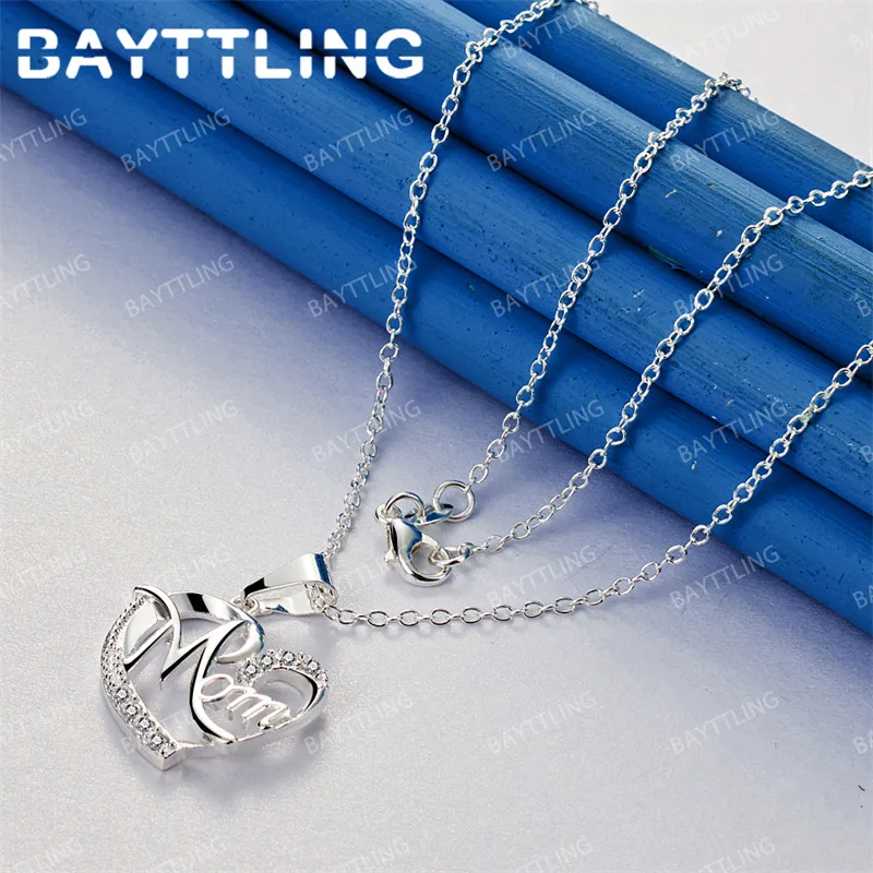 

925 Sterling Silver 16-30 Inch Beautiful Cross Heart Pendant Necklace Women Jewelry Gift Accessory Wedding Charm