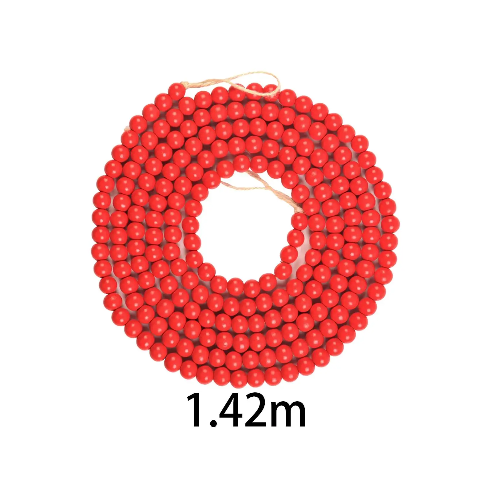 

Red Rustic Wood Beads Garland Christmas Round Strand Ornament for Tree Farmhouse Wall Hanging Holiday Decoration