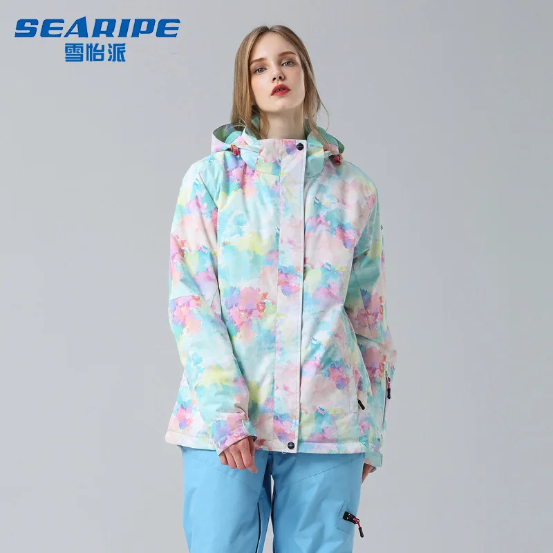 Chaqueta de esquí de lana impermeable para mujer, abrigo de nieve, cortavientos de montaña, trajes femeninos con capucha, snowboard, cálido, invierno