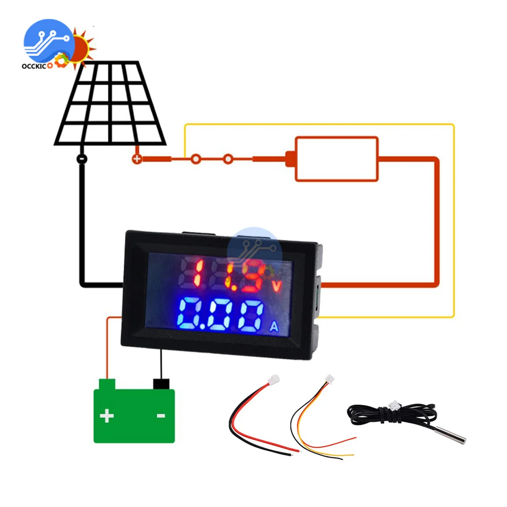 M430C DC4-30V Digital Voltmeter Ammeter Dual Display Voltage Detector Current Meter Power Temperature 10A 0-100V With 1 m NTC