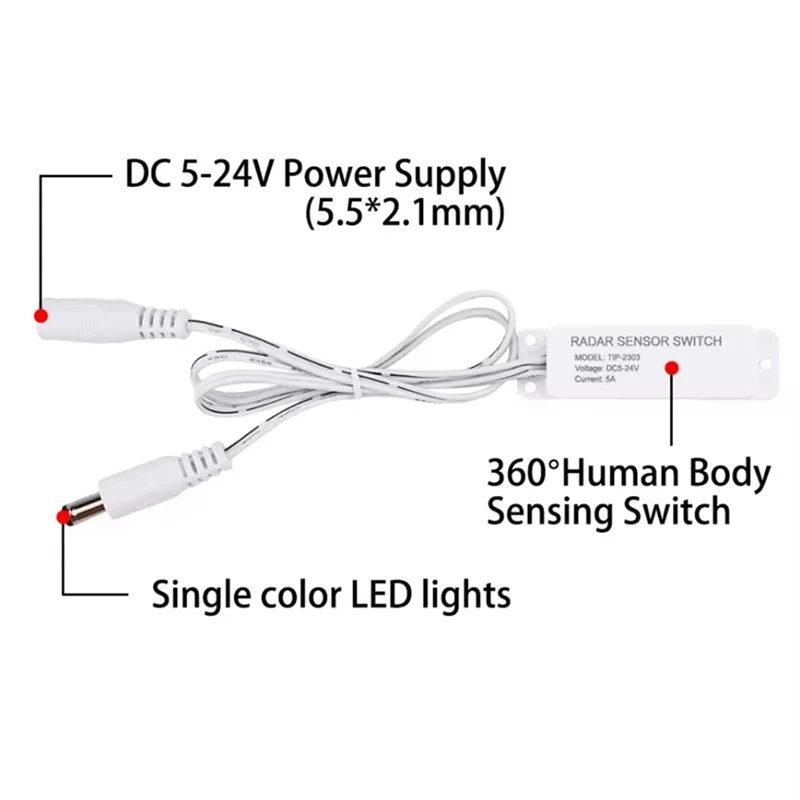 DC 5-24V 5.8G Microwave Radar Sensor Switch Controller Human Body Induction Switch For PWM LED Monochrome Bar Light