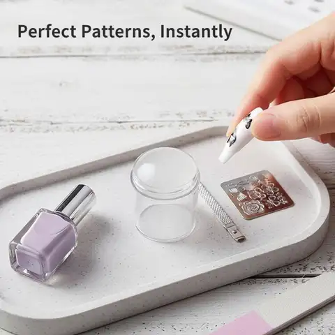 Silicone Transparent Nail Art Stamping Kit French For Manicure Plate Stamp Polish Stencil Template Seal Stamper Scraper