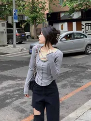 Long Sleeve Tshirt Women Harajuku Korean Style Slim Sexy Tops Female Solid Color Tees Streetwear Spring T-shirts