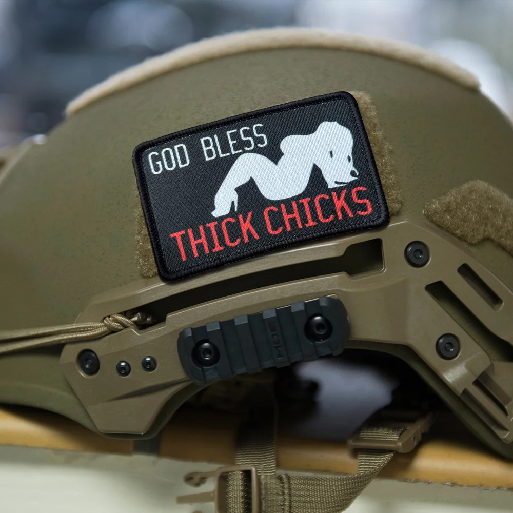 Parche táctico de meme God Bless Thick Chicks con velcro