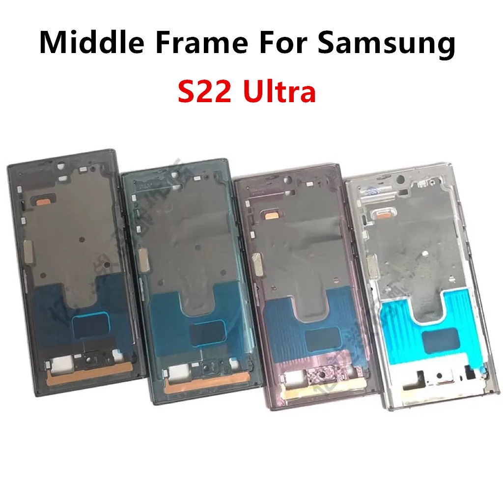 

For Samsung Galaxy S22 Ultra S908 Middle Frame Housing Board LCD Faceplate Bezel Replace Repair Spare Parts + Side Buttons US AU