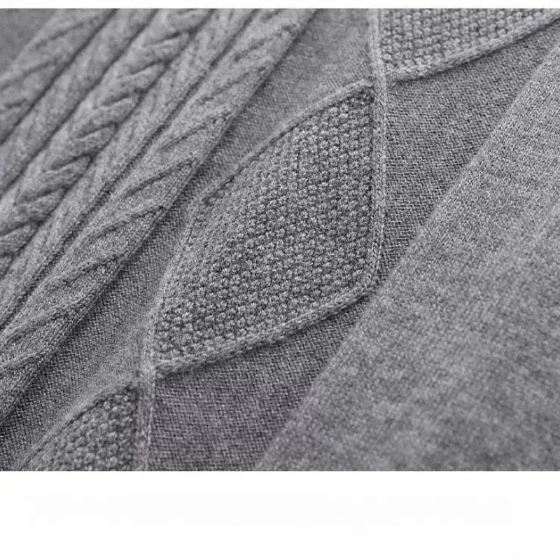 Men's Clothing Autumn Winter Solid Color Pullover V-Neck Screw Thread Sleeveless Sweater Knitted Vest Casual Fashion Tops WT38
