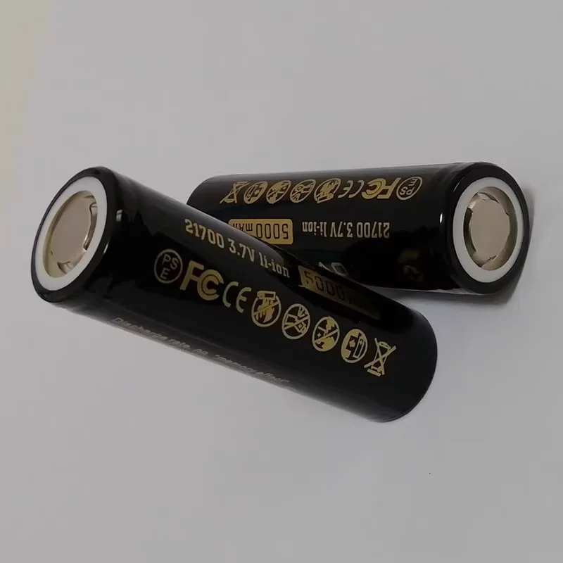 New 21700 5000mAh 100% Real Capacity 3.7V Lithium Ion Rechargeable Battery for Flashlight flat head batteries