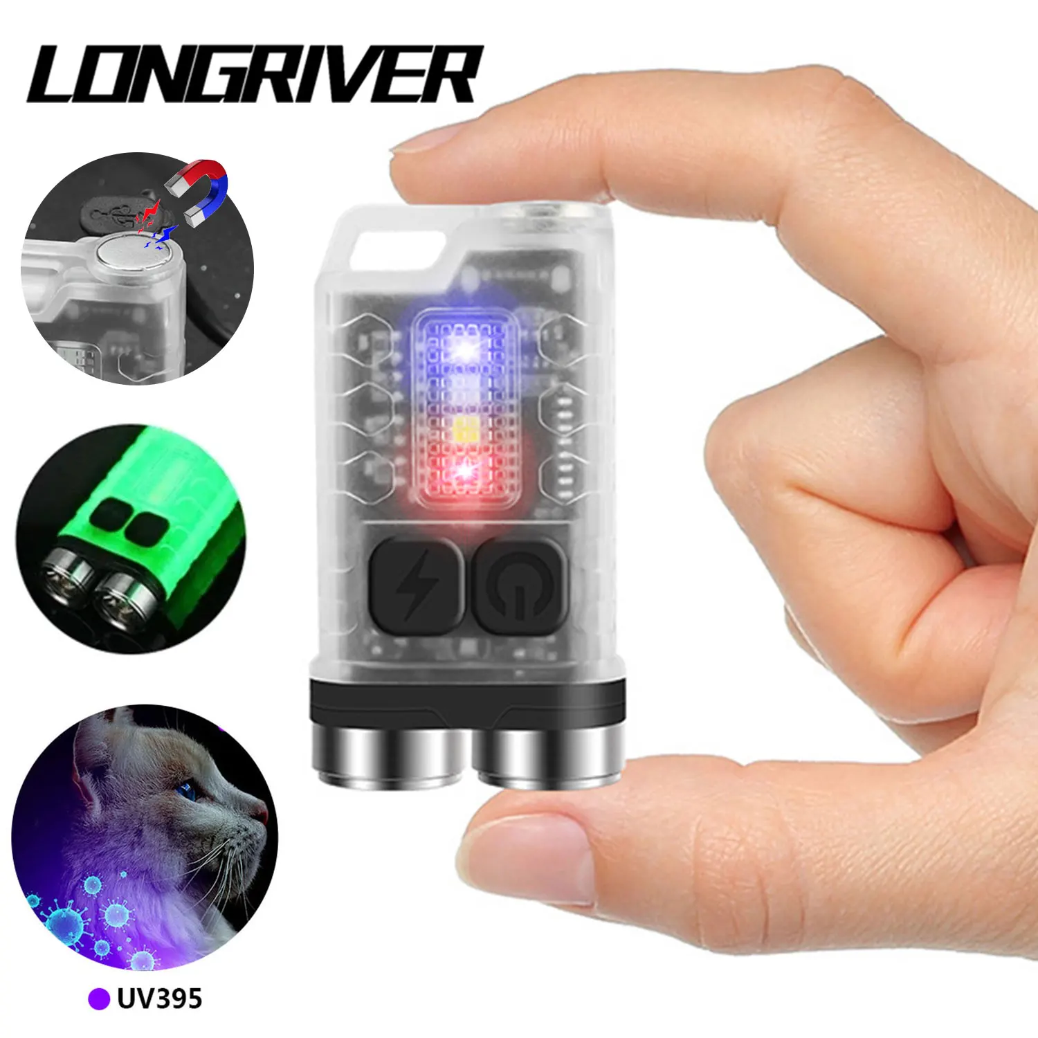 V3 EDC Flashlight Keychain Light 900 Lumens Handheld Portable Super Bright TYPE-C USB Charging Port Emergency Work Camping Light