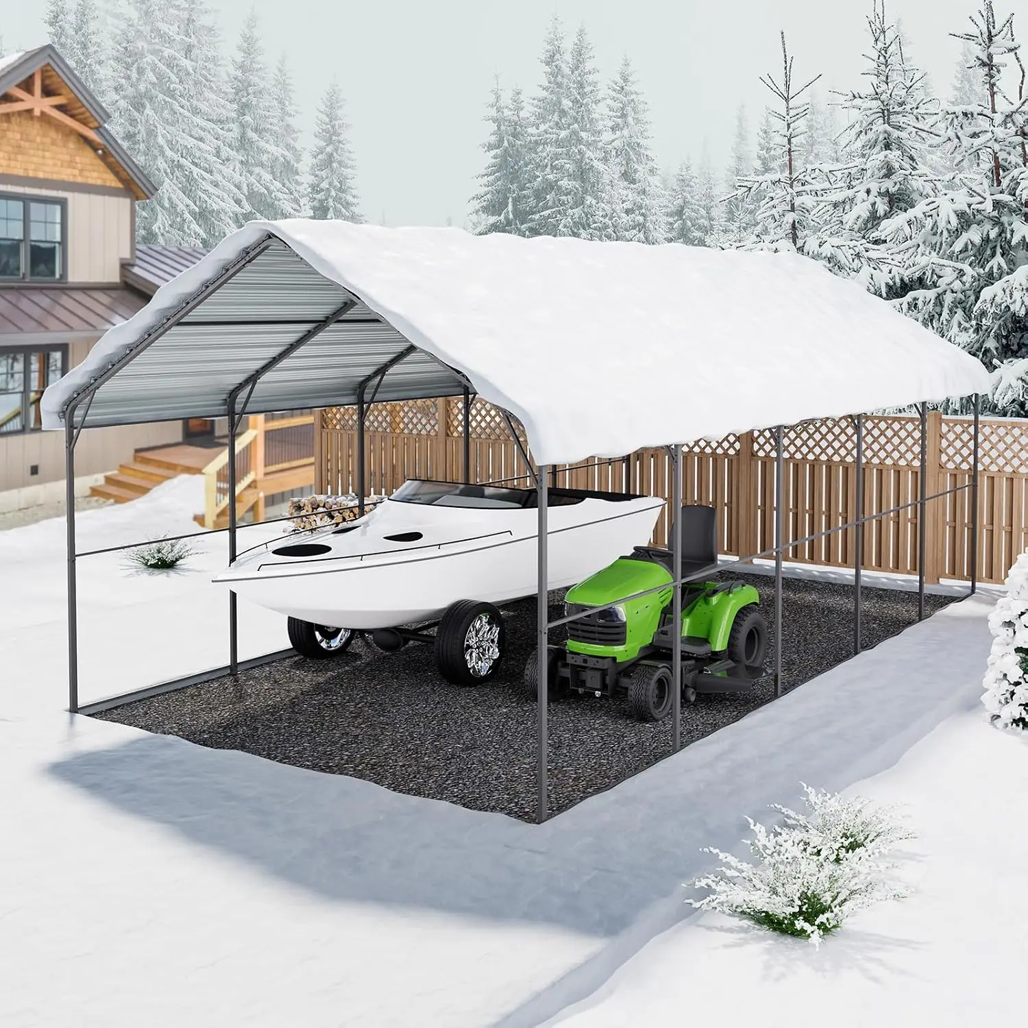 Heavy Duty Metal Carport, 13' x 26' Outdoor Carport with Galvanized Steel Frame & Roof, Car Tent Garage Shade with, Custom