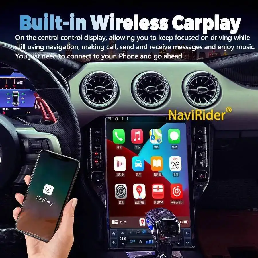 Radio de coche Android 15 de 14,5 pulgadas para Ford Mustang 2015-2021, reproductor de vídeo Multimedia estéreo para coche, unidad principal de navegación GPS 4G