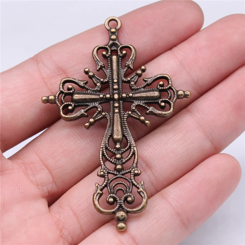 WYSIWYG 2pcs 64x43mm Cross Charm Men Large Cross Charm Pendants Big Cross Charm Vintage DIY Accessories For Jewelry Making