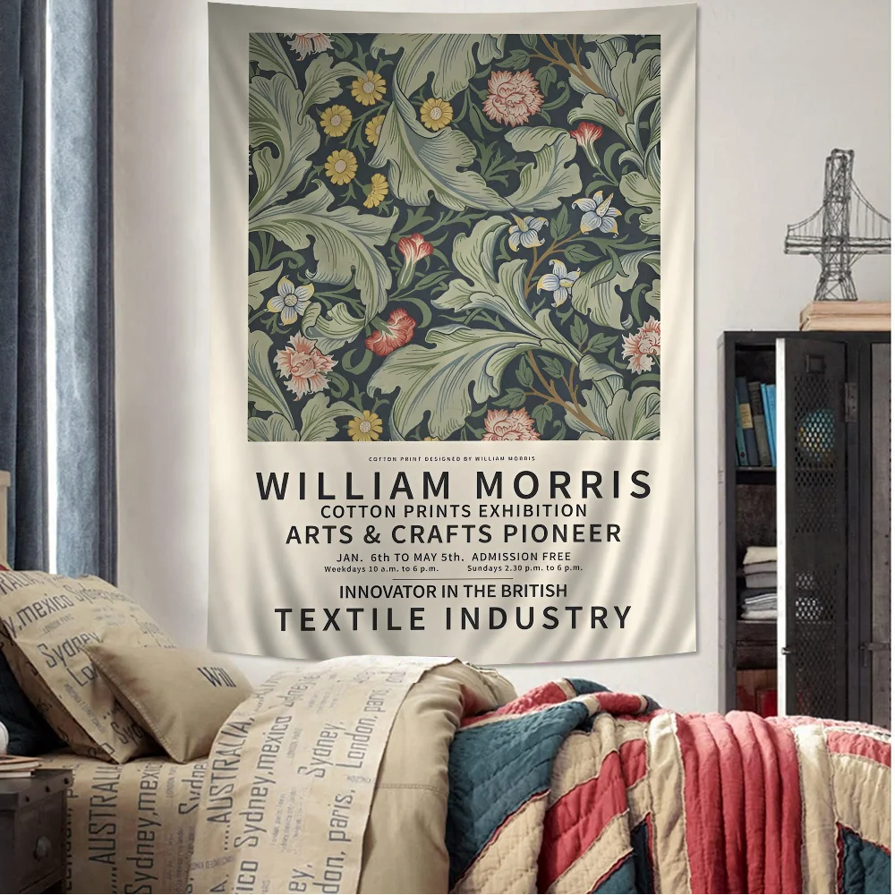Abstract William Morris Flower Leaf Bird Cartoon Tapestry Wall Hanging Decoration Household Home Decor