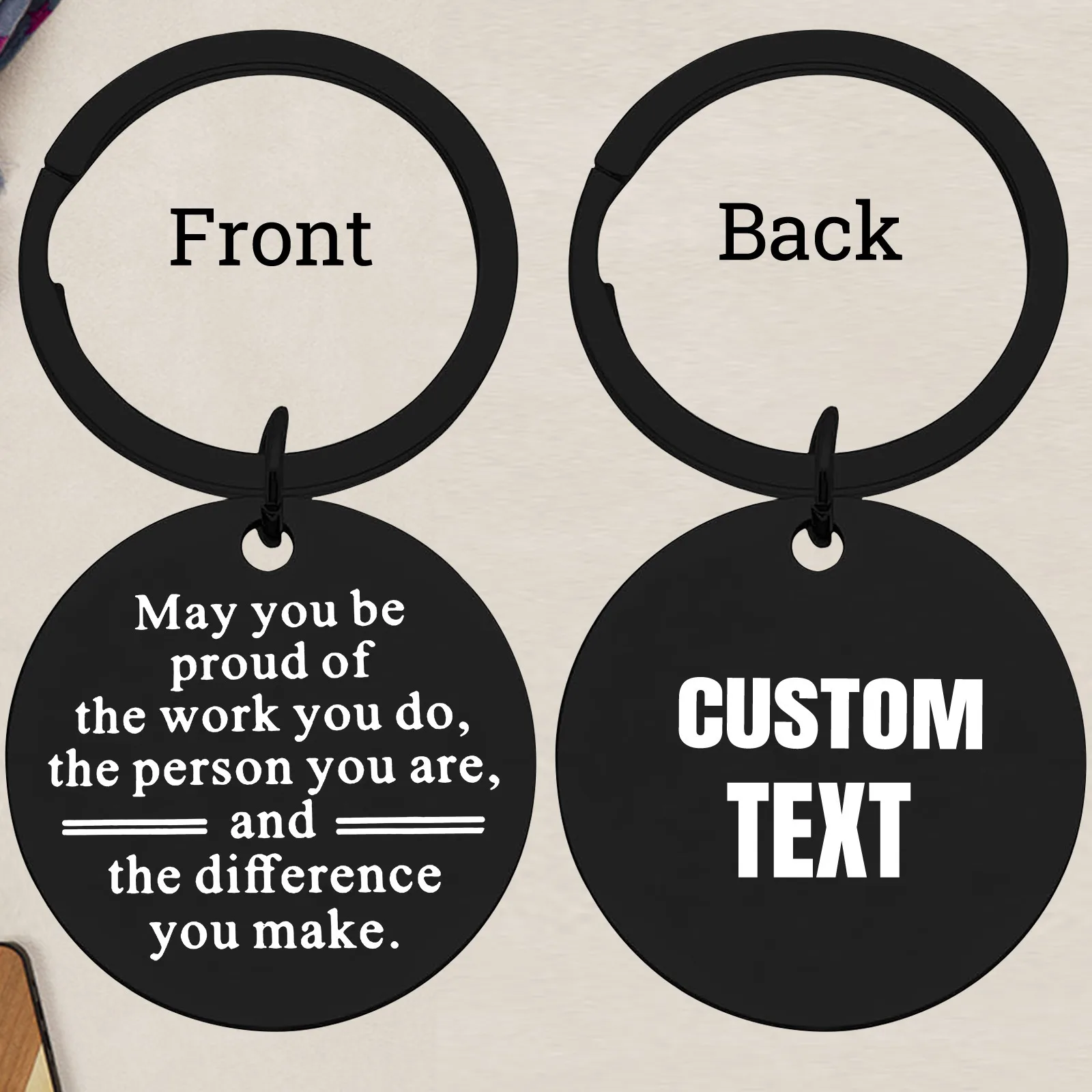 Custom Black Round Keychain, M - Outdoor Adventure Birthday Party recension och pris