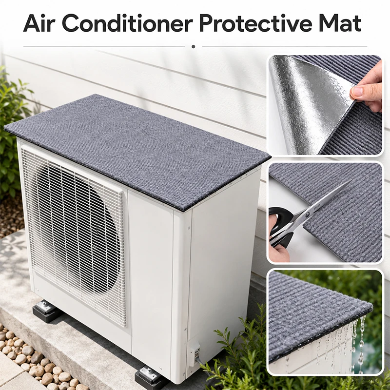 Air Conditioner Outdoor Unit Self Adhesive Soundproof Pad Waterproof Sun Resistant Noise Reduction Protect Mat Equipment Cover