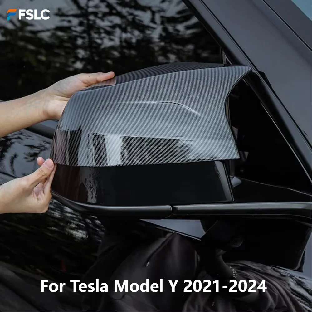 

⭐Genuine⭐ Car Upgrade Auto Parts ABS Cow Horn Rearview Mirror Covers For Tesla Model Y 2021-2024 Accessories Exterior Protection