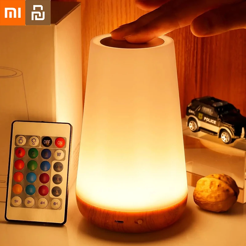 Xiaomi Youpin Table Lamp Bedside Lamp Color Changing Touch Night Light RGB Remote Dimmable USB Rechargeable Portable Room Light