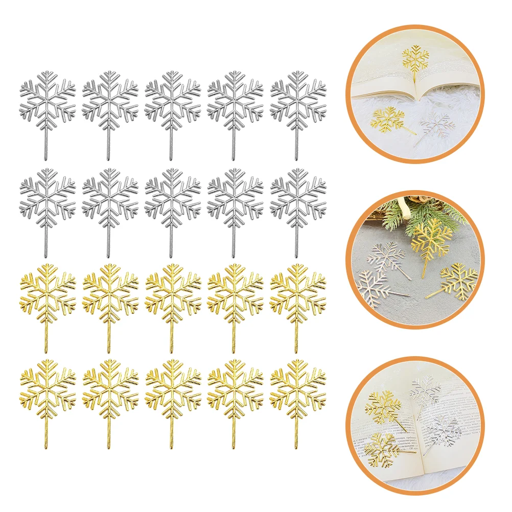 

40 Pcs Cake Insert New Year Decor 2024 Decorations Christmas Topper Cakes Snowflake Picks Ornaments